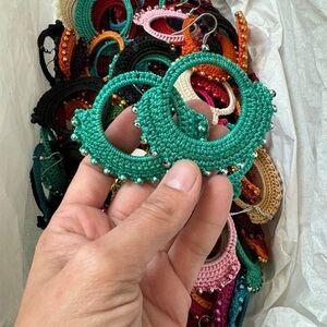 Handmade Crochet Hoop Earrings